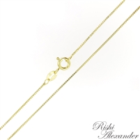 14kt Gold plating over Sterling Silver Box Chain Vermeil .8mm thick with a spring ring clasp