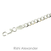 Sterling Silver Curb or Cuban chain link bracelet heavy link for men