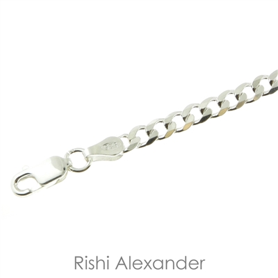 Sterling Silver Curb or Cuban chain link bracelet heavy link for men