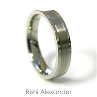 Stainless steel wedding band ring with brushed center 5.5 mm wide