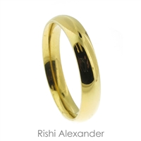 Stainless steel wedding band ring in goldtone high polish finish 4 mm wide