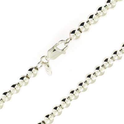 Sterling Silver Ball Bead Chain 6mm thick with lobster claw clasp