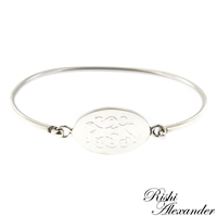 925 sterling silver with oval monogram bracelet hinged cuff
