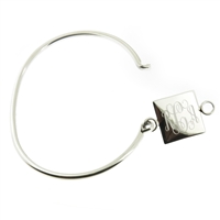 925 sterling silver with square monogram bracelet hinged cuff