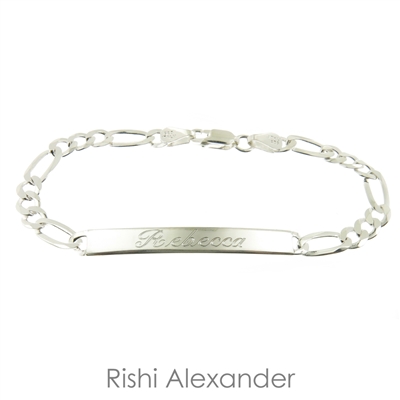 925 steling silver figaro id bracelet personalized name