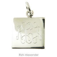 Rishi Alexander Sterling Silver personalized square monogram pendant