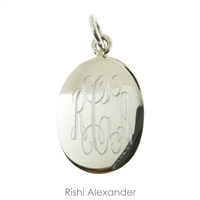Rishi Alexander Sterling Silver personalized Oval monogram pendant