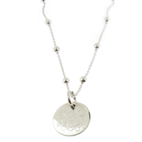 925 steling silver and freshwater ball bead monogram necklace