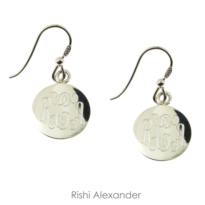 925 sterling silver personalized engraved monogram earrings