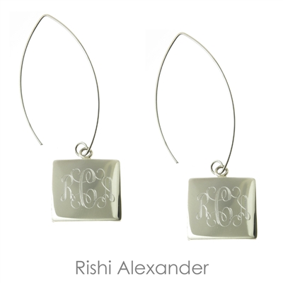 925 sterling silver personalized engraved monogram earrings