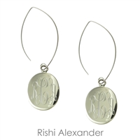 925 sterling silver personalized engraved monogram earrings