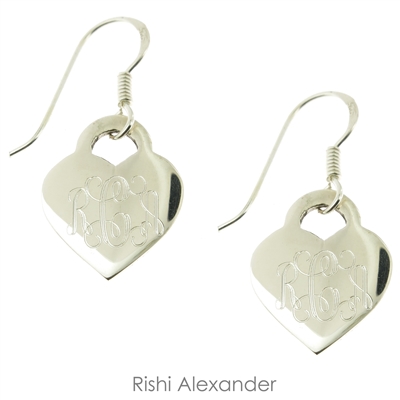 925 sterling silver personalized engraved monogram earrings