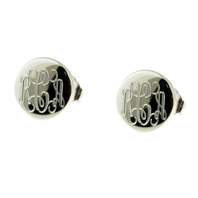 925 sterling silver personalized engraved monogram earrings