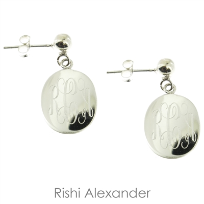 925 sterling silver personalized engraved monogram earrings