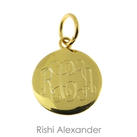 Rishi Alexander 14k gold over Sterling Silver Vermeil personalized round monogram pendant