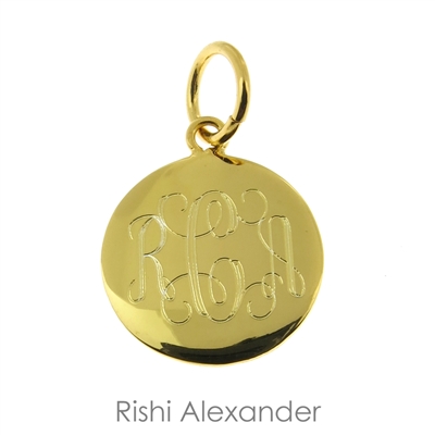 Rishi Alexander 14k gold over Sterling Silver Vermeil personalized round monogram pendant