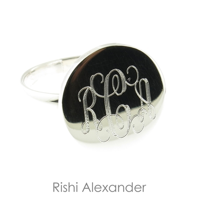 Rishi Alexander Sterling Silver Circle Signet Ring Highly Polished