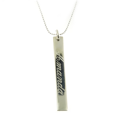 Rishi Alexander 925 Sterling Silver name necklace with an 18" inch diamond cut ball bead chain