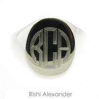 Rishi Alexander Sterling Silver Mens Oval Signet Ring Highly Polished