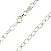 Sterling Silver diamond cut Rhodium Finish 4mm by 6mm rolo Chain with a spring ring clasp