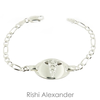925 sterling silver medical ID bracelet with medical conditions engraved on the back
