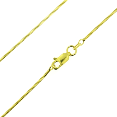 Sterling Silver 14kt Gold Plated 030 Snake Chain 1.25mm or 030 guage vermeil