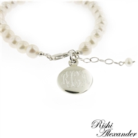 925 steling silver and freshwater pearl monogram bracelet