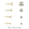 Ball stud earrings that are made form solid 14kt Gold that sizes 2mm perfect for cartilage upper ear to 14mm perfect for lower ear lobe available stamped 925 sold by Rishi Alexander