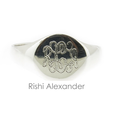 925 steling silver baby signet monogram ring