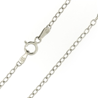 Sterling Silver diamond cut Rhodium Finish 2mm by 3mm rolo Chain with a spring ring clasp