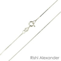 Sterling Silver Rhodium Finish 015 or 1.5mm Box Chain with a spring ring clasp