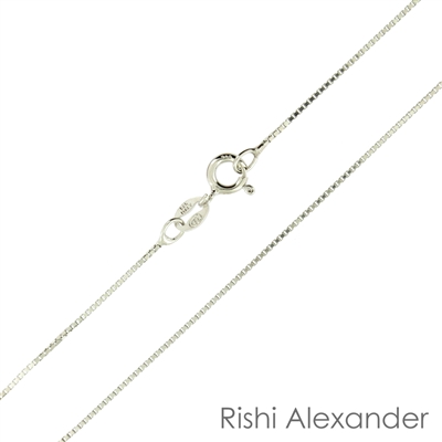Sterling Silver Rhodium Finish 015 or 1.5mm Box Chain with a spring ring clasp