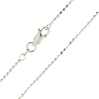 Sterling Silver rhodium plated Diamond Cut Ball Bead Chain 1.5mm 150 spring ring clasp