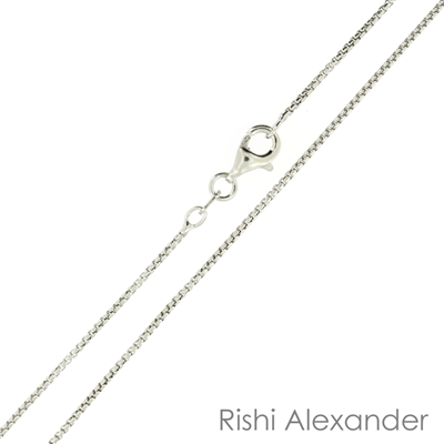 Sterling Silver Rhodium Finish 1mm round Box Chain with a spring ring clasp