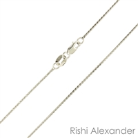 14k white gold diamond cut wheat also know as spiga chain 0.6mm made in italy stamped 14kt