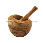 OLIVE WOOD MORTAR AND PESTLE NATURAL RUSTIC STYLE