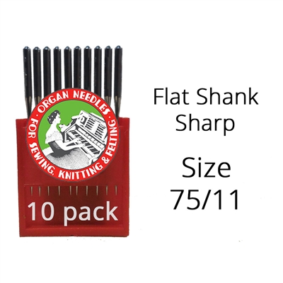 Organ Flat Shank Sharp Needles 75/11 (10 Pack)