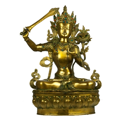 Manjushri Gems Studded Brass Master Crafted Statue - 39 Inch