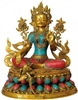 Green Tara White Brass with Gem Inlays  - 15 Inch SHIPS FREE WORLDWIDE