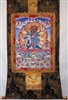 4 Armed Mahakala on Horse Back  Brocaded Thangka 50 inches