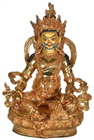 24 Carat Gilded  Copper Yellow  Dzambhala Statue 12.3 Inches SHIPS FREE WORLD WIDE