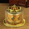 Gold Plated 8 Auspicious Symbols Table Top Prayer Wheel