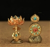 Gold Plated & Gem Studded Flower & Food Torma Set