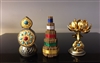 Gold Plated & Gem Studded Flower, Food & Incense Torma Set