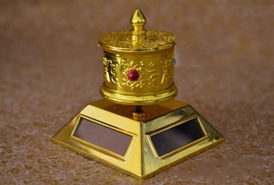 Gold Plated Solar Powered Prayer Wheel