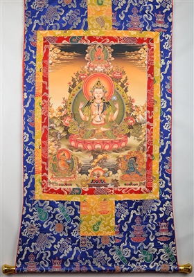 Large Chenrezig Thangka 50 inches