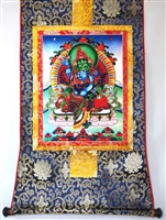 Green Dzambhala & Consort Thangka 32 inches