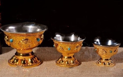 Heavy Gold Plated Lined Offering Bowls 3 Sizes to Choose From