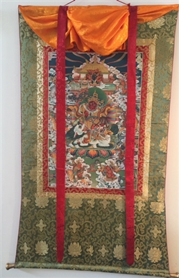 Rare Red Namtose ( Vaishravana ) Extra Large Thangka 55 inches