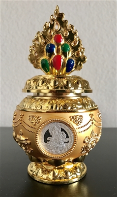 Gold Plated Yellow Dzambhala Treasure Vase